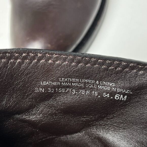 Tory Burch Colton Flat Leather Bootie Dark Brown logo Size 6 - Picture 12 of 15